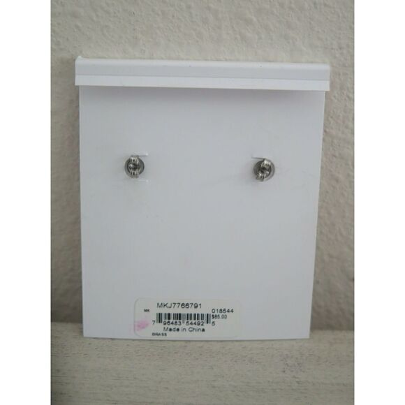 Michael Kors MKJ7764710 Monogram Mop Stud Earrings Gold Crystals MK Logo - Picture 6 of 7